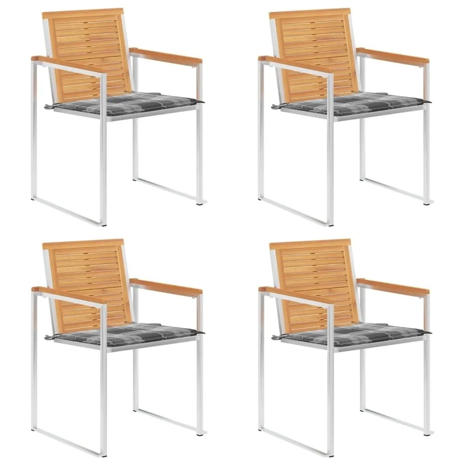 vidaXL Gartenstühle 4 Stk mit Kissen Massivholz Teak 3078568 günstig online kaufen