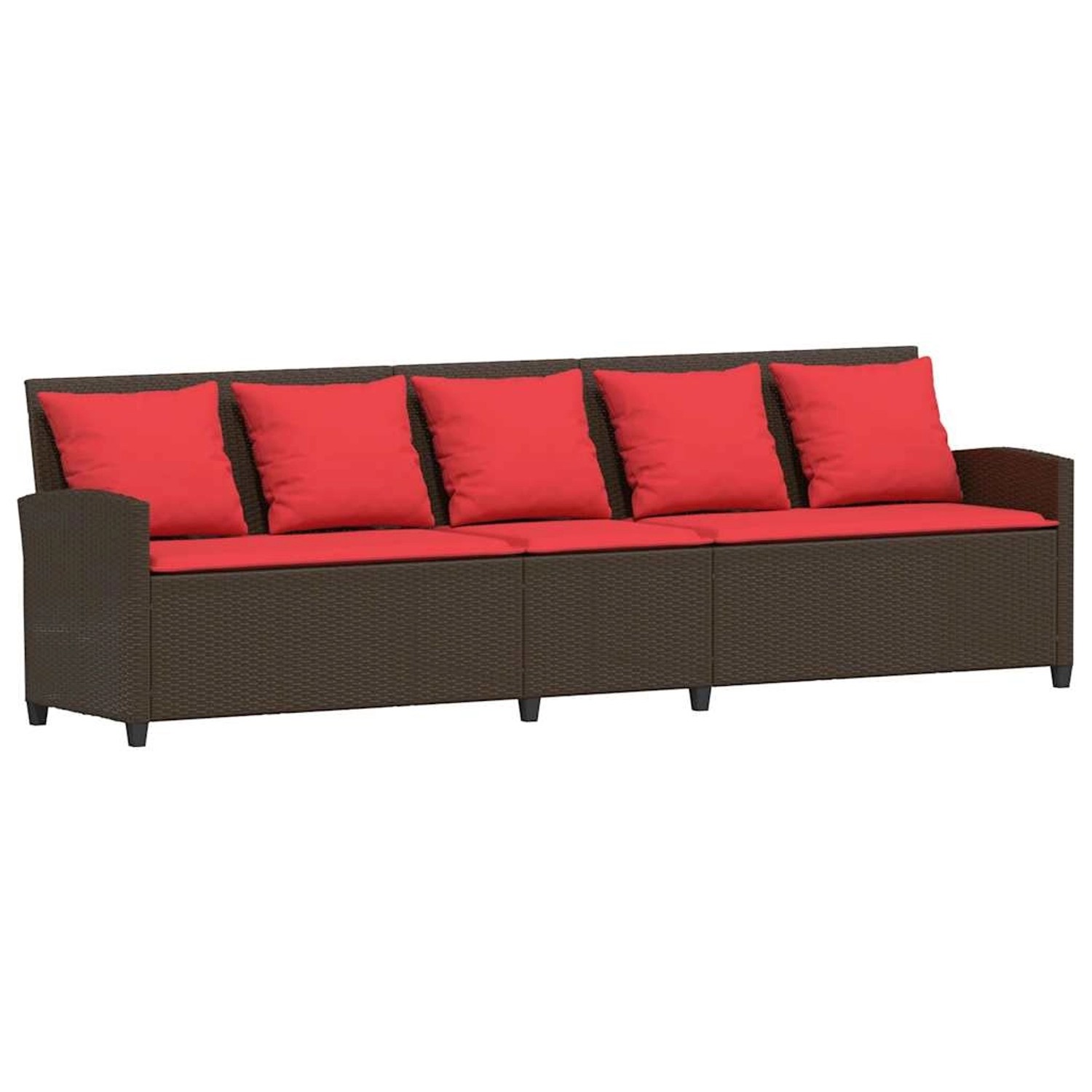 vidaXL Gartensofa 5-Sitzer mit Kissen Braun Poly Rattan 4104119