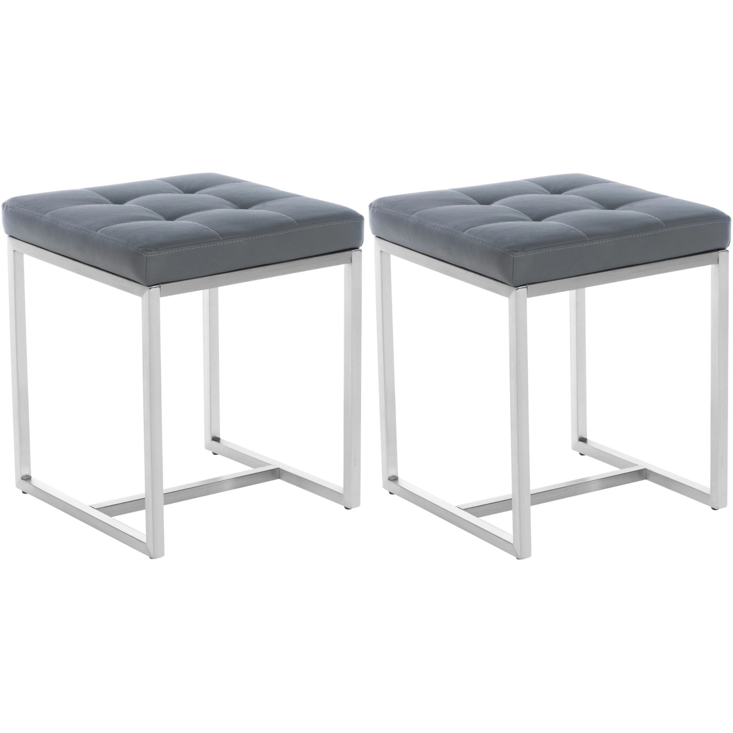 CLP 2er Set Edelstahl Sitzhocker Barci Grau