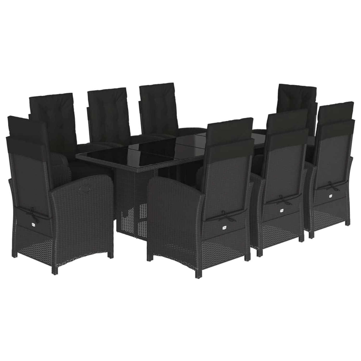 vidaXL 9-Tlg Garten-Essgruppe mit Kissen Schwarz Poly Rattan 3212489 günstig online kaufen