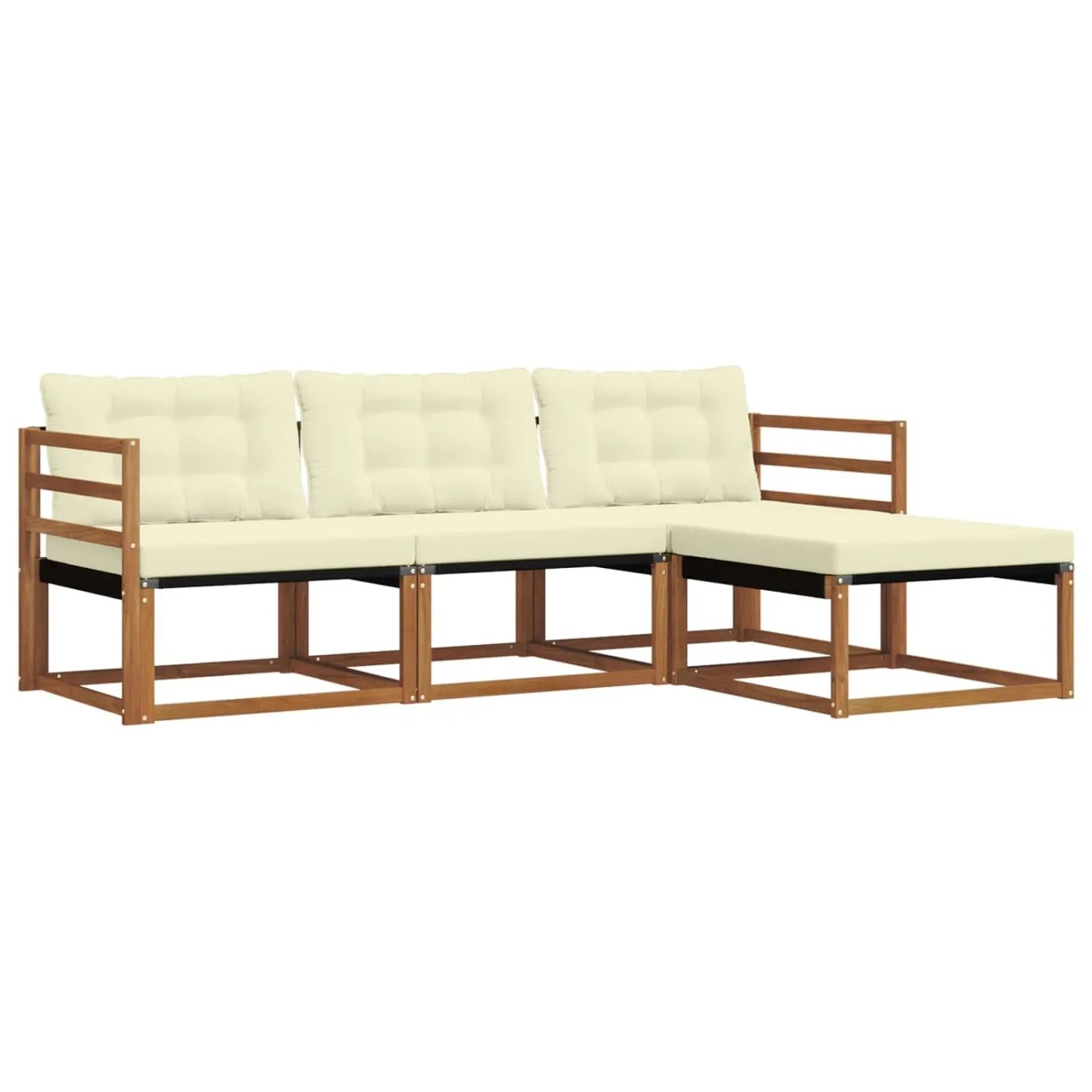 vidaXL Outdoor-Sofagarnitur mit Kissen 4-Tlg Natur und Creme 3369325