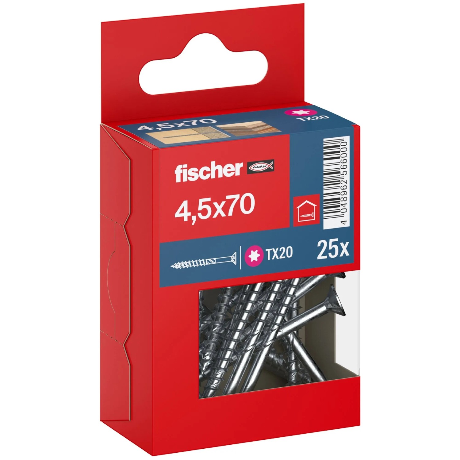 Fischer Schraube PowerFast II Senkkopf TX Teilgewinde Ø 4,5 x 70 mm 25 Stk