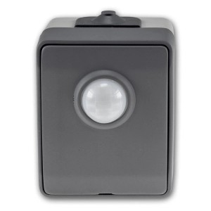 ChiliTec NUQUI Bewegungsmelder IP54 Aufputz, grau. Feuchtraum geeignet.
