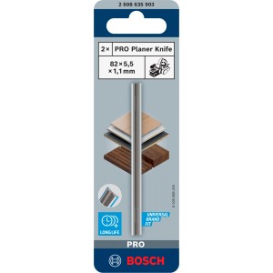 Bosch Hobelmesser Pro, 82mm, Silber, Zubehör für Hobel. Wendemesser für lange Lebensdauer.