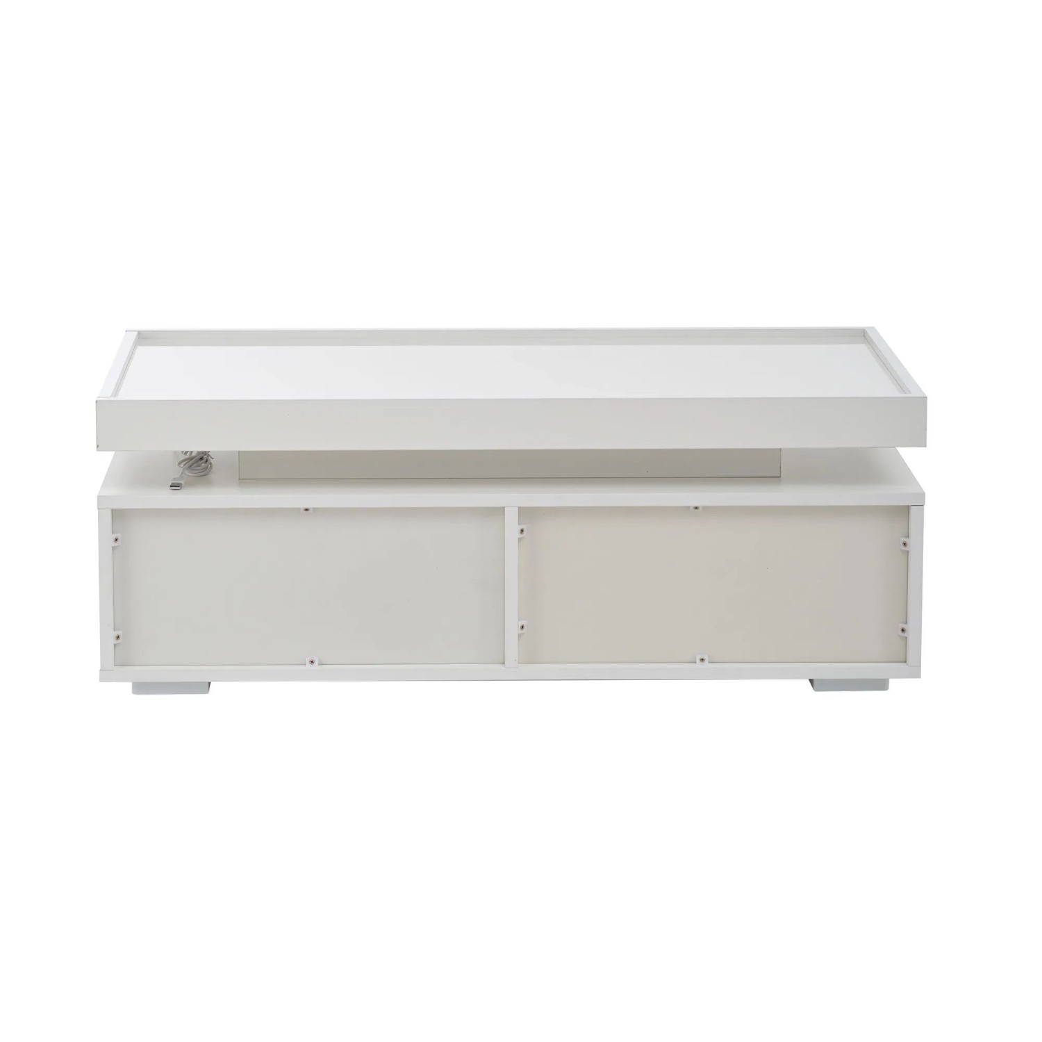 okwish Couchtisch Wohnzimmertisch mit LED/2 Schubladen Sofatisch 95 × 45 cm Weiß