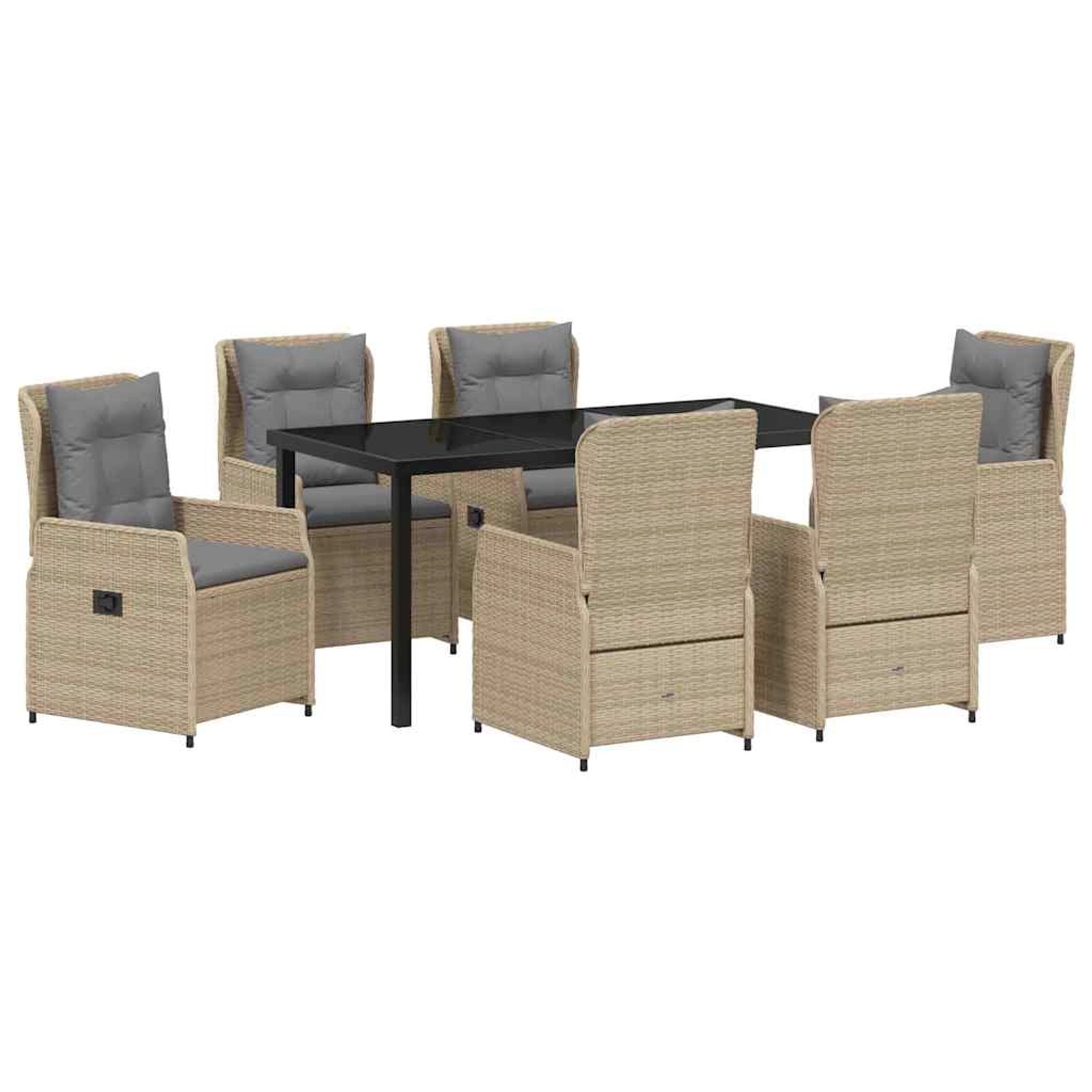 vidaXL Garten Essgruppe 7-Tlg Beige Poly Rattan 3380964 günstig online kaufen