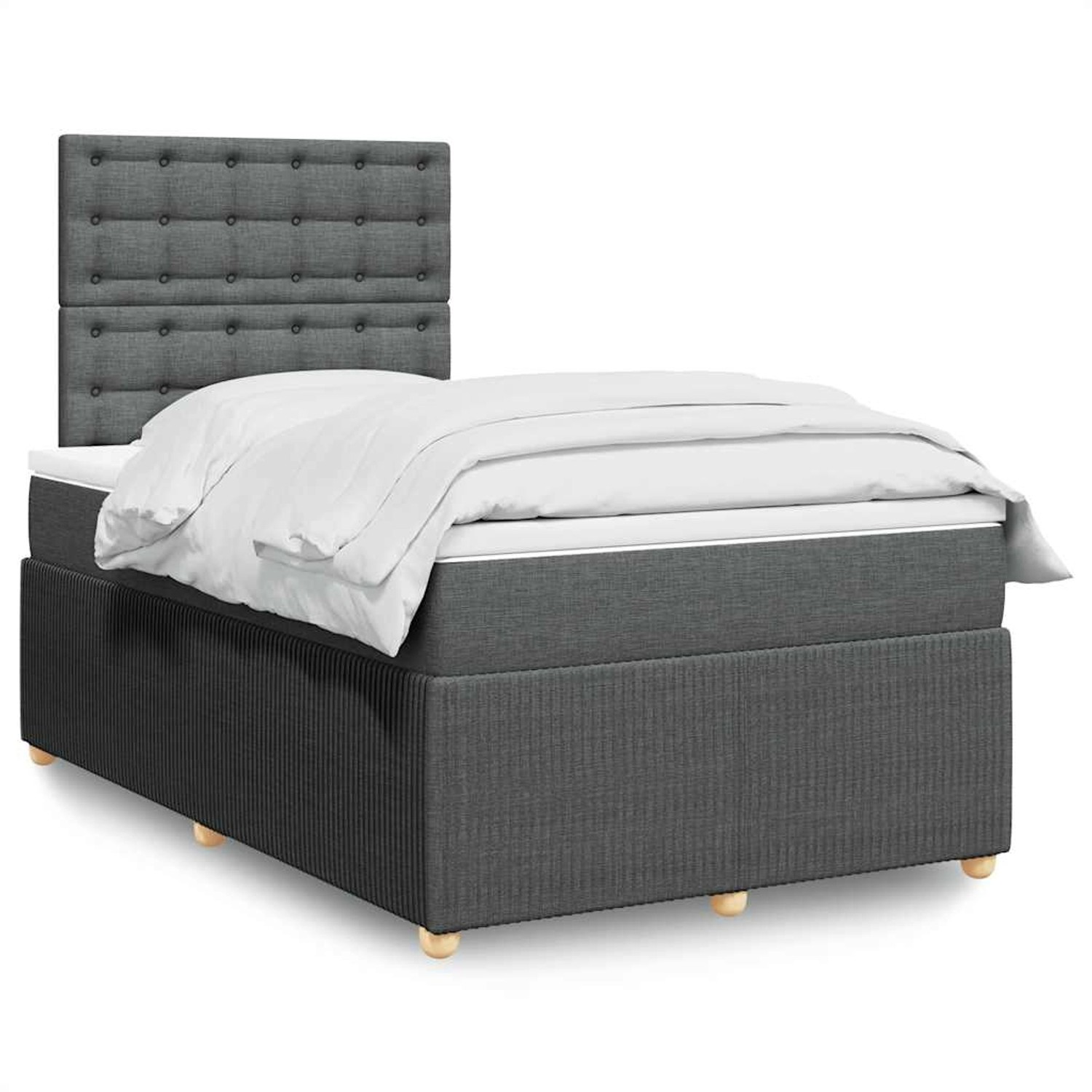 Thumbnail - vidaXL Boxspringbett mit Matratze Dunkelgrau 120x190 cm Stoff 3294310