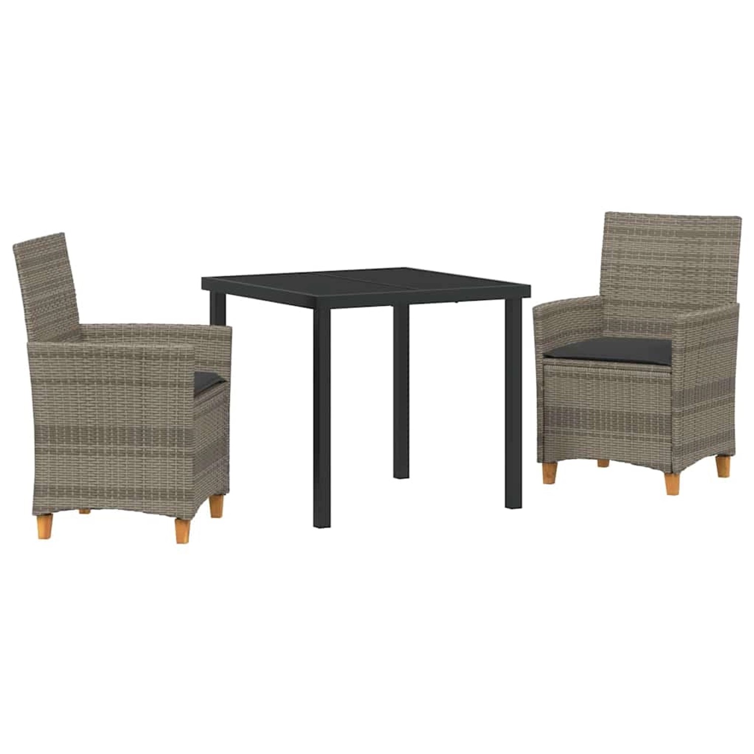 vidaXL Garten Essgruppe 3-Tlg Grau Poly Rattan 3381072 günstig online kaufen
