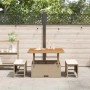 Beige 3-tlg. vidaXL Garten Essgruppe aus Poly Rattan mit Tisch und Hockern.