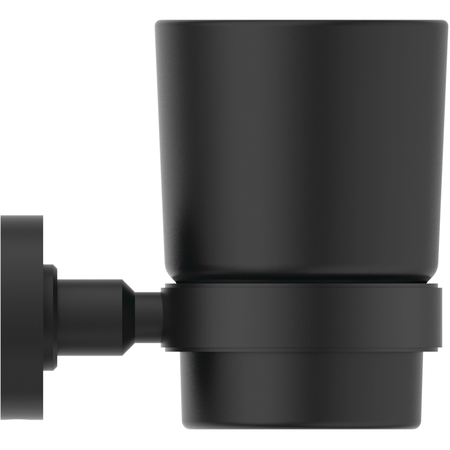 Ideal Standard IOM Zahnputzbecher, wandhängend, schwarzes Glas, matte Halterung.