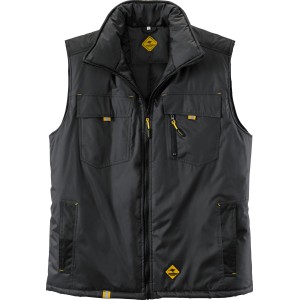 Roadsign Herren-Weste in Anthrazit/Gelb, Arbeitskleidung mit Reflektoren und Taschen.