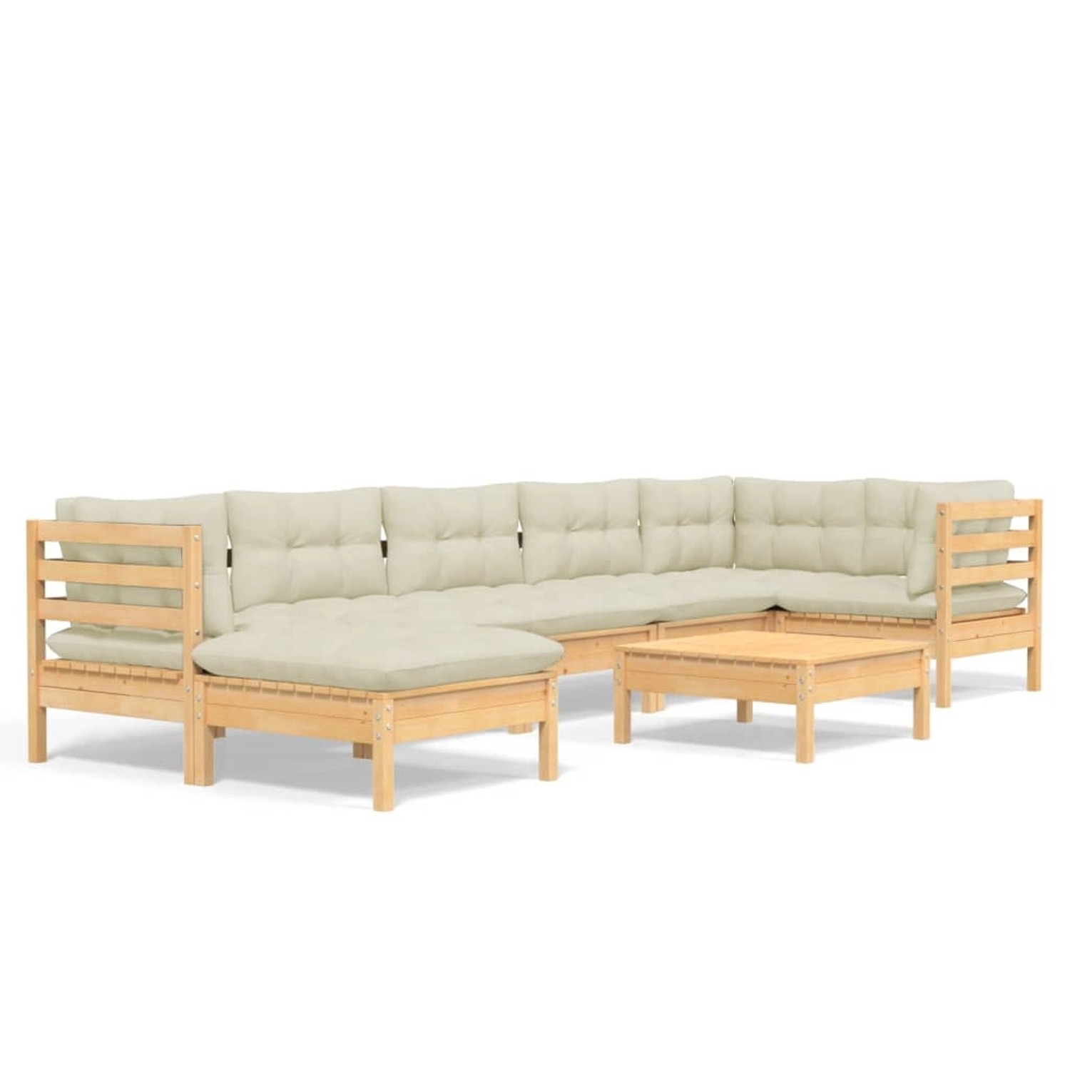 vidaXL 8-tlg Garten-Lounge-Set mit Creme Kissen Massivholz Kiefer Modell 12 günstig online kaufen