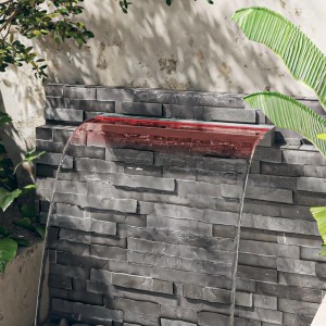 VidaXL Wasserfall-Element 90cm aus Edelstahl mit RGB LEDs für Gartenbrunnen.