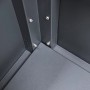 Detailansicht: Innenecke des anthrazitfarbenen Westmann Metall-Hochbeets Plexa mit Stauraum.