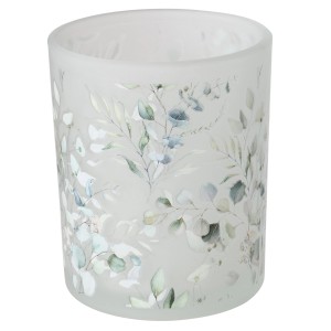 Windlicht Eukana Klein von Boltze, Ø 7 cm, mit Eukalyptus-Motiv auf Glas.