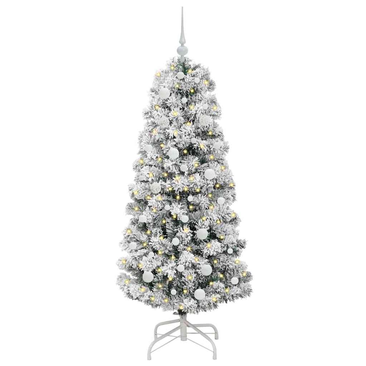 vidaXL Künstlicher Klappbarer Weihnachtsbaum Grün und Weiß 150 cm 3395589