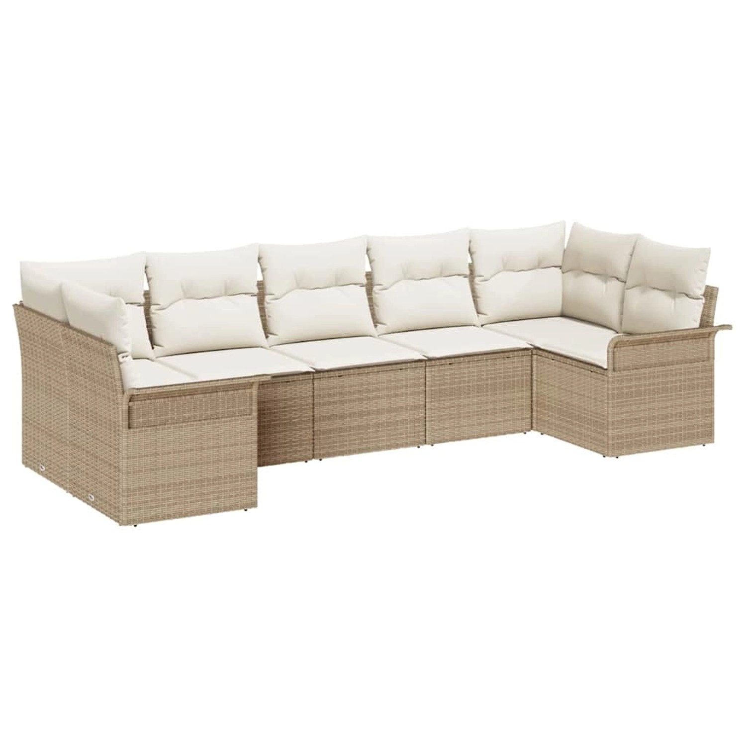 vidaXL Garten-Sofa-Set mit Kissen mit Speicher 7-Tlg Beige Poly Rattan 3354 günstig online kaufen