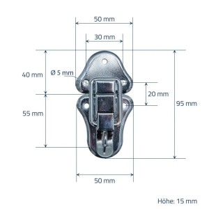 HMF 14986-09 Spannverschluss mit Schlossöse 2 Stück 50 x 95 mm Silber Verzinkt