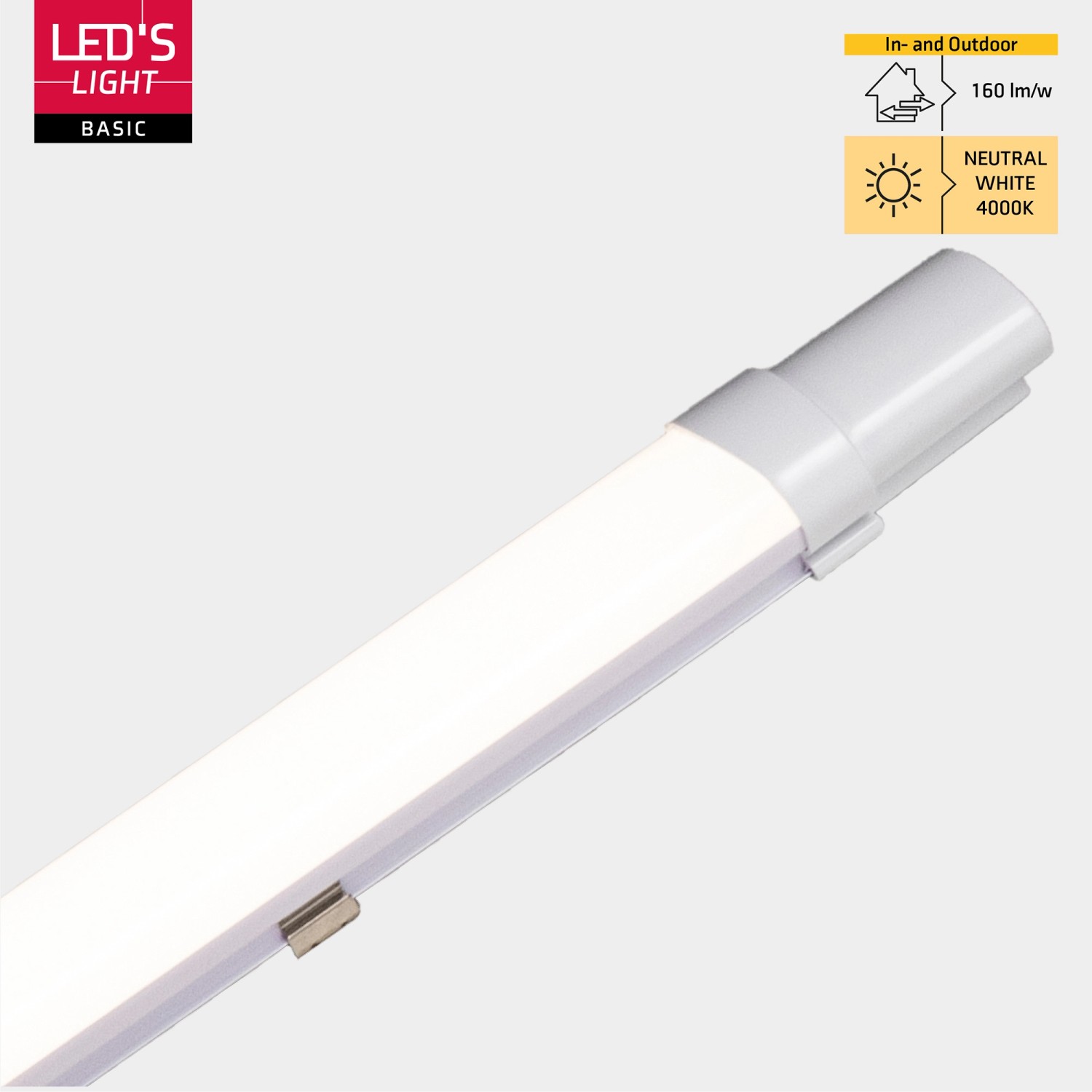 LED Feuchtraumleuchte, 18W, 120cm, 1900lm, 4000K, IP65, IK08.