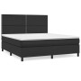 Schwarzes vidaXL Boxspringbett 180x200 cm mit Kunstleder und Matratze.