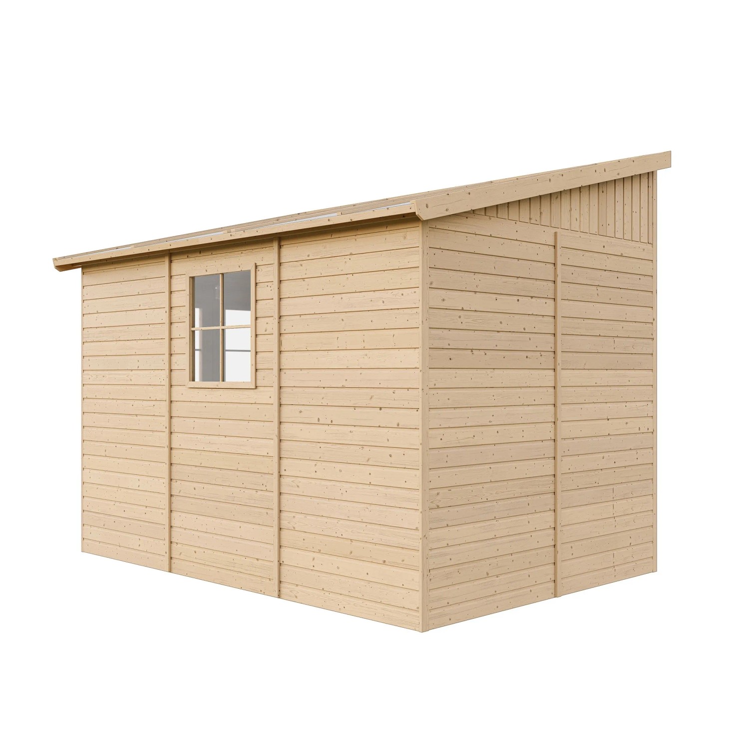 Timbela Gartenhaus M339A aus Holz, 6 m², mit Seitenwand und Fenster. Gerätehaus für den Garten.