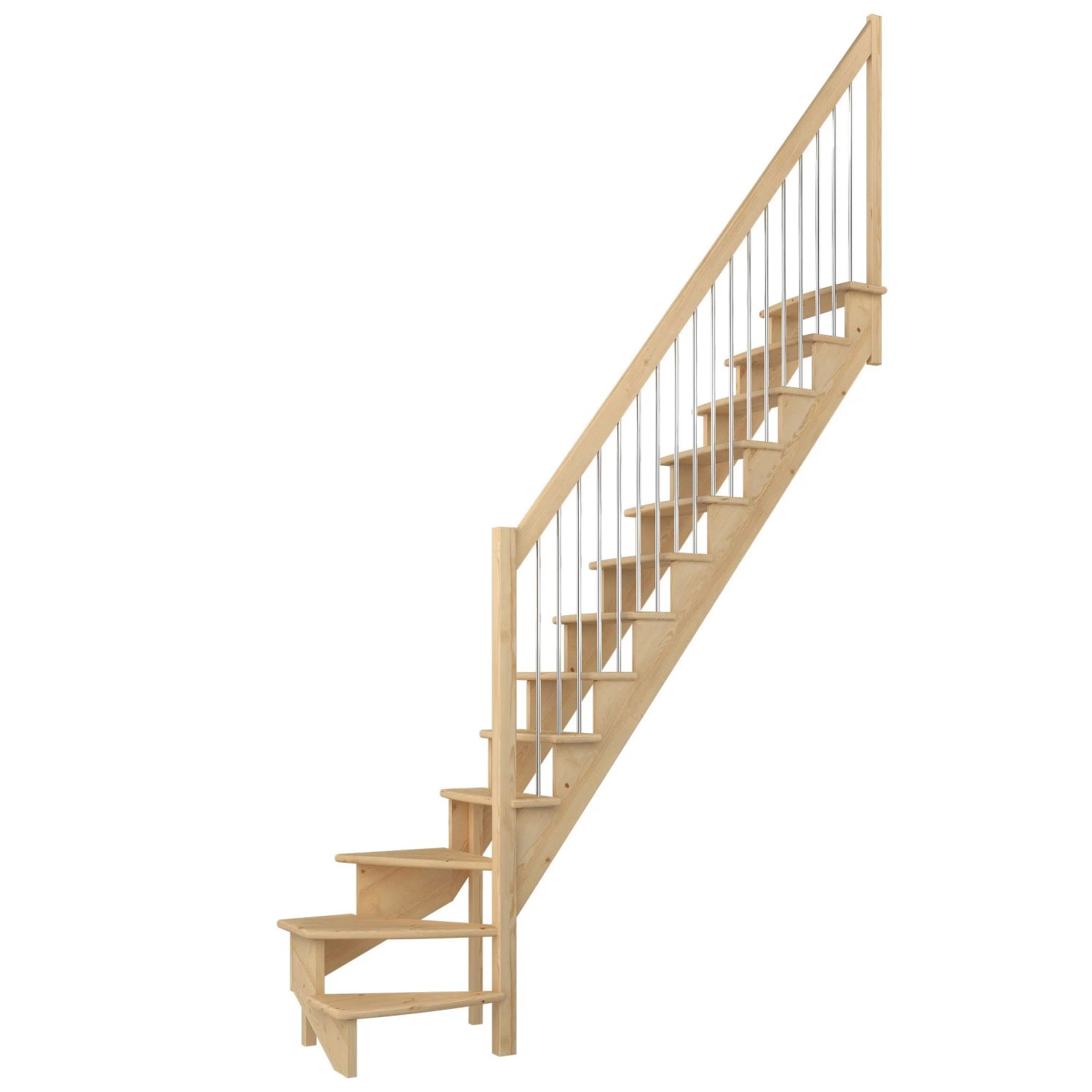 Dolle Raumspartreppe Lyon Kiefer Metallgeländer 75 cm 1/4-gewendelt U/R FSC günstig online kaufen