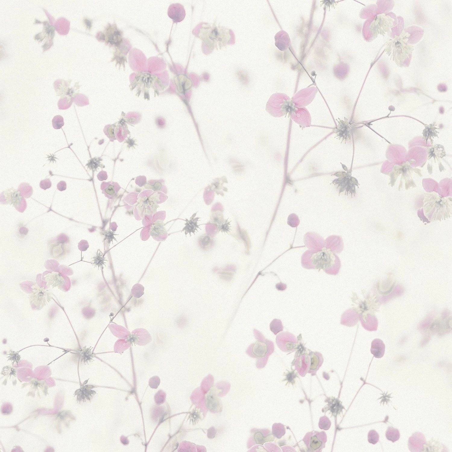 PROFHOME 387264-GU Blumen Tapete Floral Matt Rosa Weiß Grau 0,53 m x 10,05 günstig online kaufen