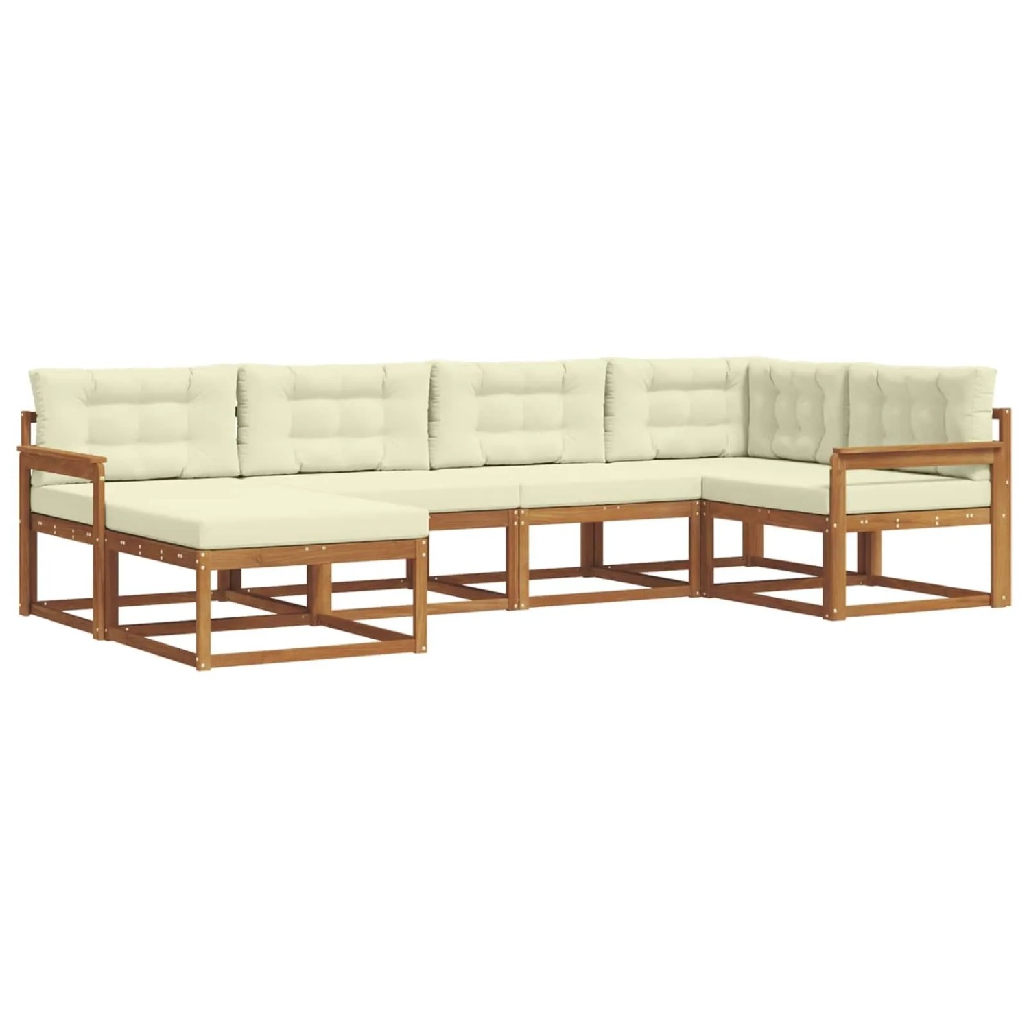 vidaXL Outdoor-Sofagarnitur mit Kissen 6-Tlg Natur und Creme 3367813