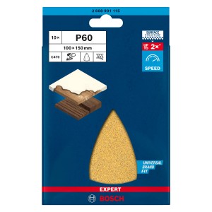 Bosch Expert Schleifblatt C470, 100x150mm, K60, 5 Stück. Zubehör für Exzenterschleifer.