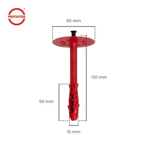 Protektor Dämmstoffdübel, rot, Ø10x120mm mit Kunststoffnagel für WDVS.