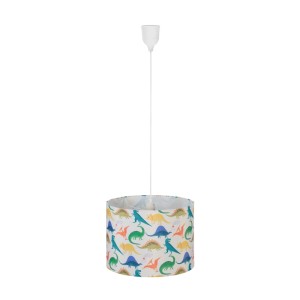 Relaxdays Hängelampe Kunststoff Bunt Mit Dino-Motiven Höhenverstellbar 145 cm x 35 cm 0,6 kg
