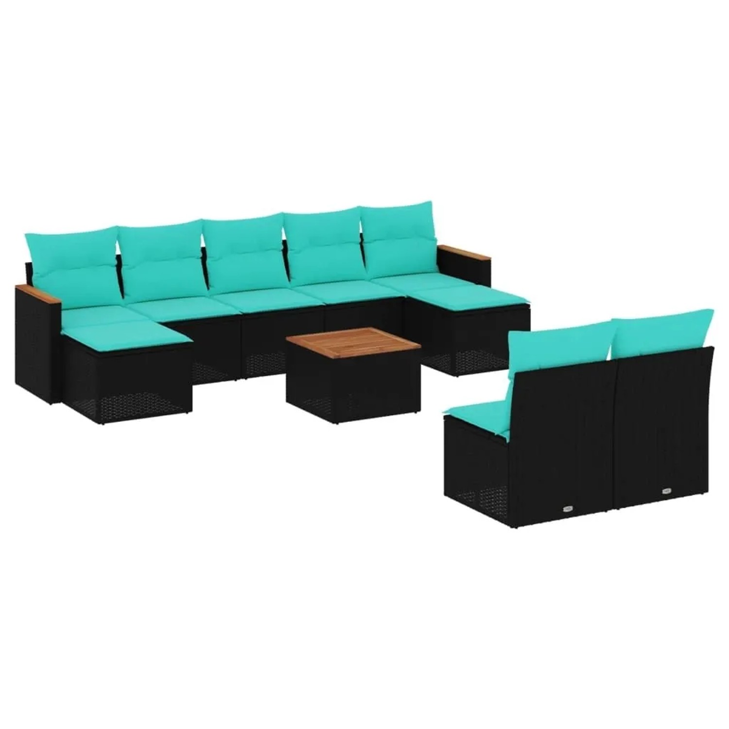 vidaXL 10-Tlg Gartensofa-Set mit Kissen Schwarz Polyrattan 3226379 günstig online kaufen