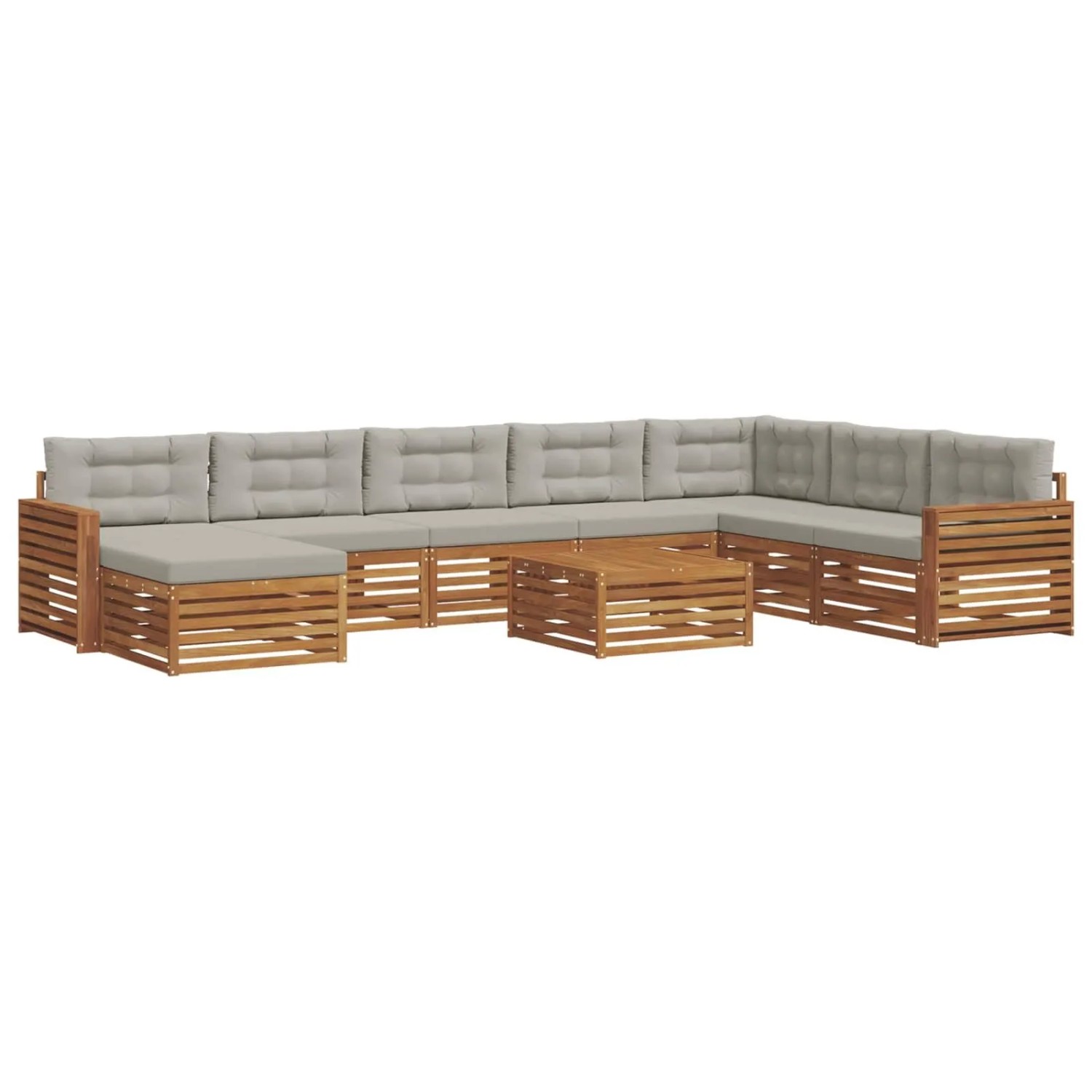 vidaXL Sofagarnituren 9 Tlg Natur und Hellgrau Massivholz Akazie 3373986