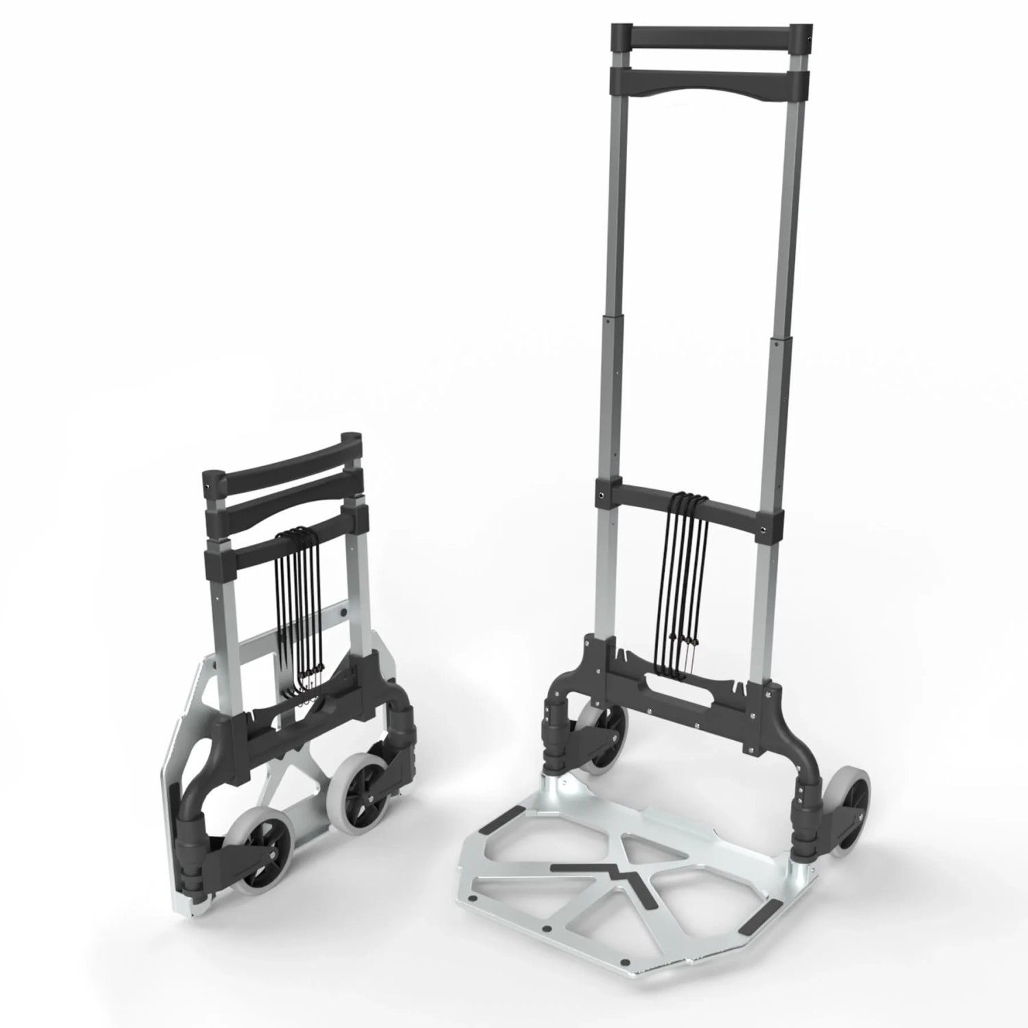 BigDean Stabile Aluminium Transportkarre Klappbar Langer 110cm Teleskop Griff Belastbar bis 70kg  Sackkarre Klappbar Anti Rutsch Pads Leise Soft Räder