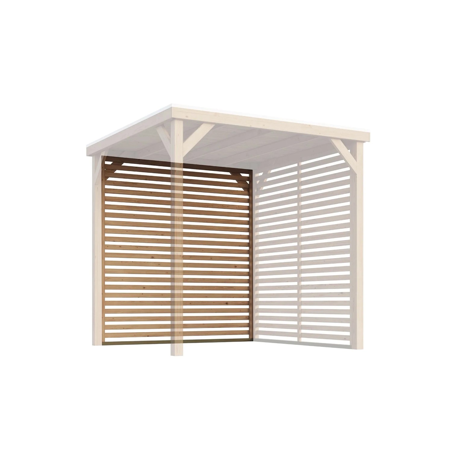 Karibu Seitenwand Lamellen Optik für Pavillon Kvadrat, 231x231 cm, Naturholz.