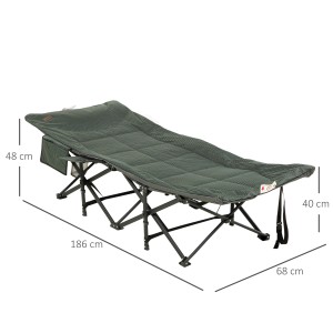 Outsunny Campingliege, Feldbett mit Becherhalter, grau. Klappbett für Camping, Garten oder Outdoor.