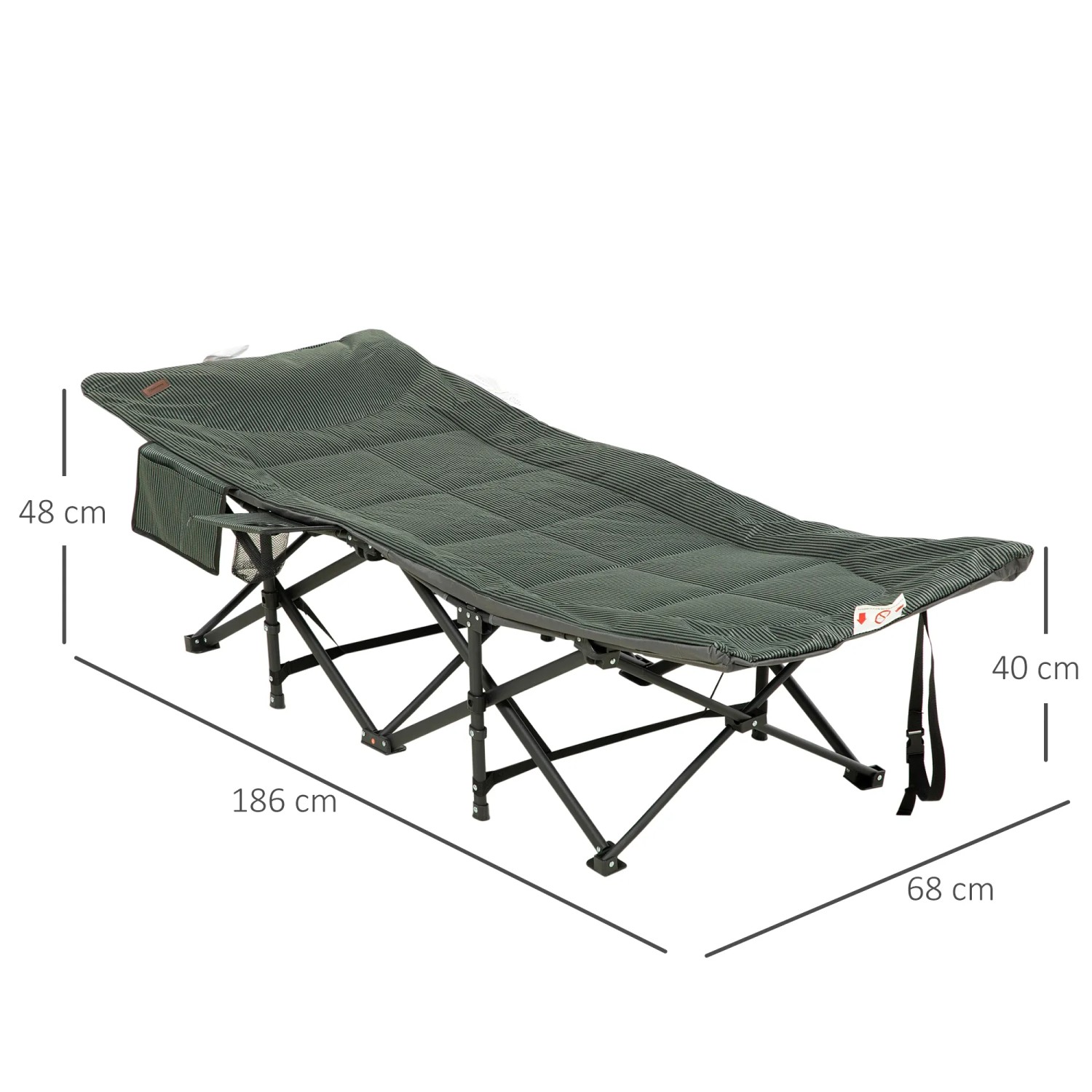 Outsunny Campingbett Klappbar – Aluminium Feldbett Mit Tragetasche | Höhenverstellbar 18/38 Cm, Belastbar Bis 150 Kg | 190x65 Cm Oxford-Stoff | Leicht & Stabil Für Outdoor, Zelt Oder Büro