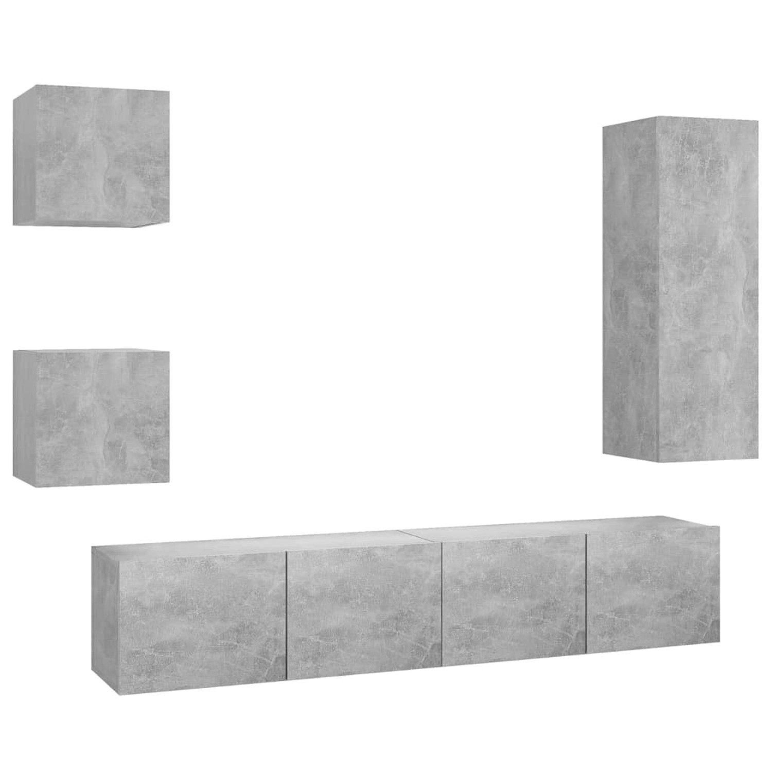 VidaXL 5-tlg. TV-Schrank-Set Betongrau Holzwerkstoff 6 günstig online kaufen