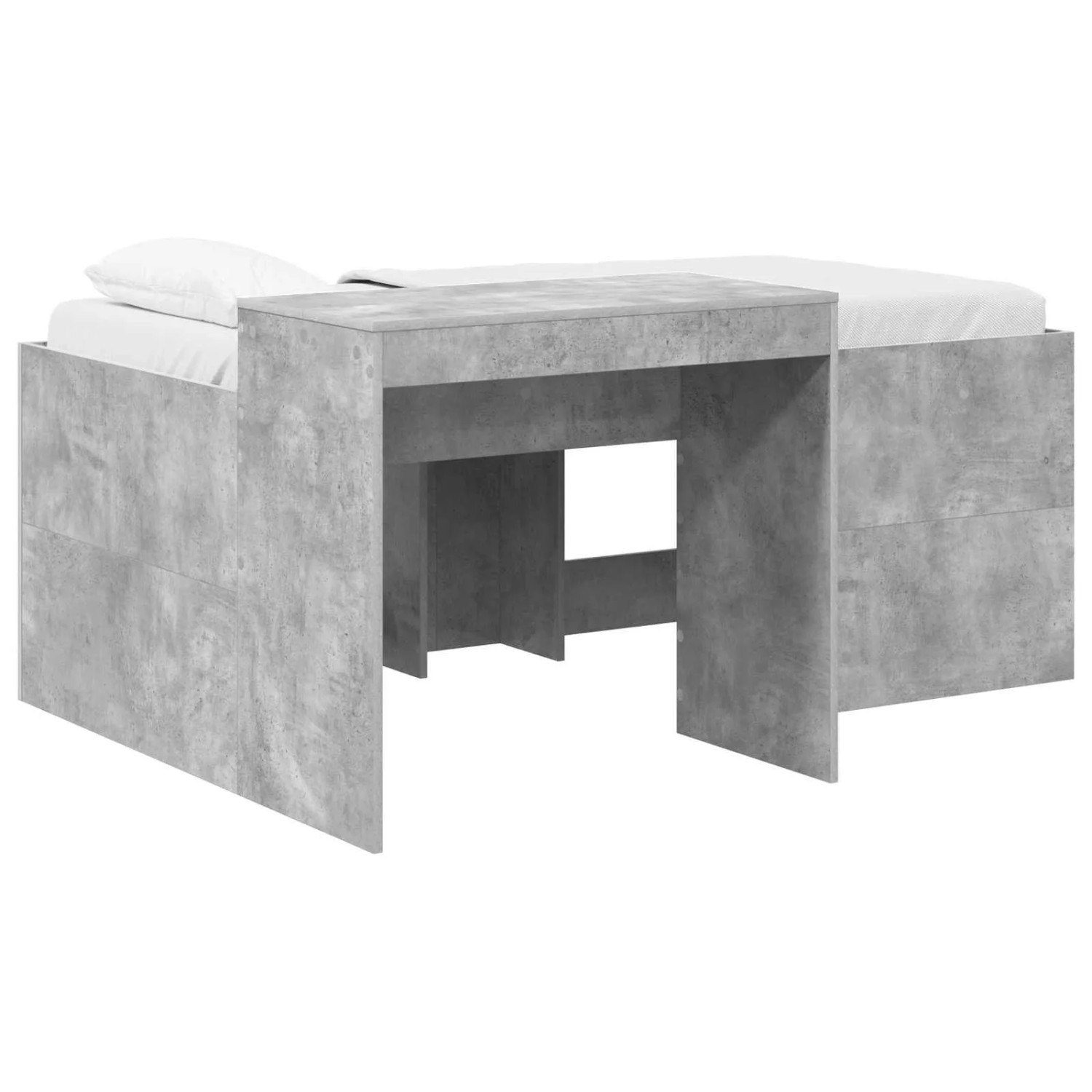 vidaXL Hochbett mit Schreibtisch für Kinder Betongrau Holzwerkstoff 3422670