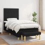 Schwarzes vidaXL Boxspringbett (90x200 cm) mit Matratze und Bank. Stoffbezug.