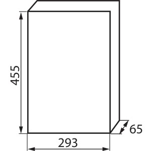 Technische Zeichnung: Kanlux Verteiler Sicherungskasten Unterputz DB312F, Maße 455x293x65 mm.