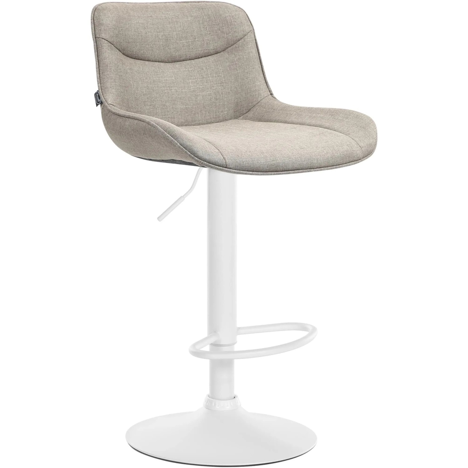 DELUKE Barhocker RAGAD Stoff Taupe 49x51x85cm Weiß Barstuhl Höhenverstellbar Mit Lehne Drehbar Tresenhocker Tresenstuhl