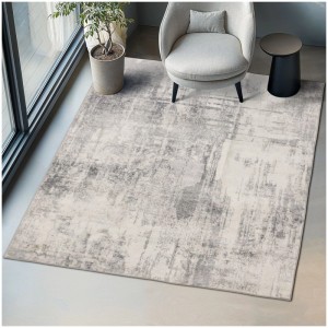 Tectake Vintage Teppich Nadira, 200x274 cm, beige-grau, abstraktes Muster. Kurzflor Teppich im Shabby Chic Stil.