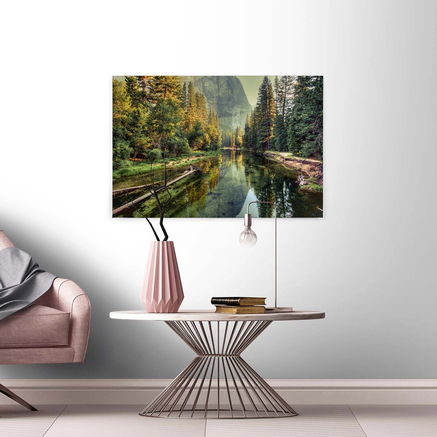 Bricoflor Leinwand Mit Landschaft Im Herbst Wandbild Mit Fluss Und Berglandschaft Für Schlafzimmer Und Büro Canvas Leinw