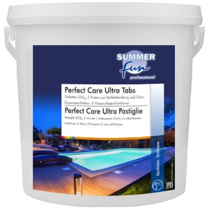 Summer Fun Perfect Care Ultra Tabs 2,5kg für Pool Desinfektion im Eimer.