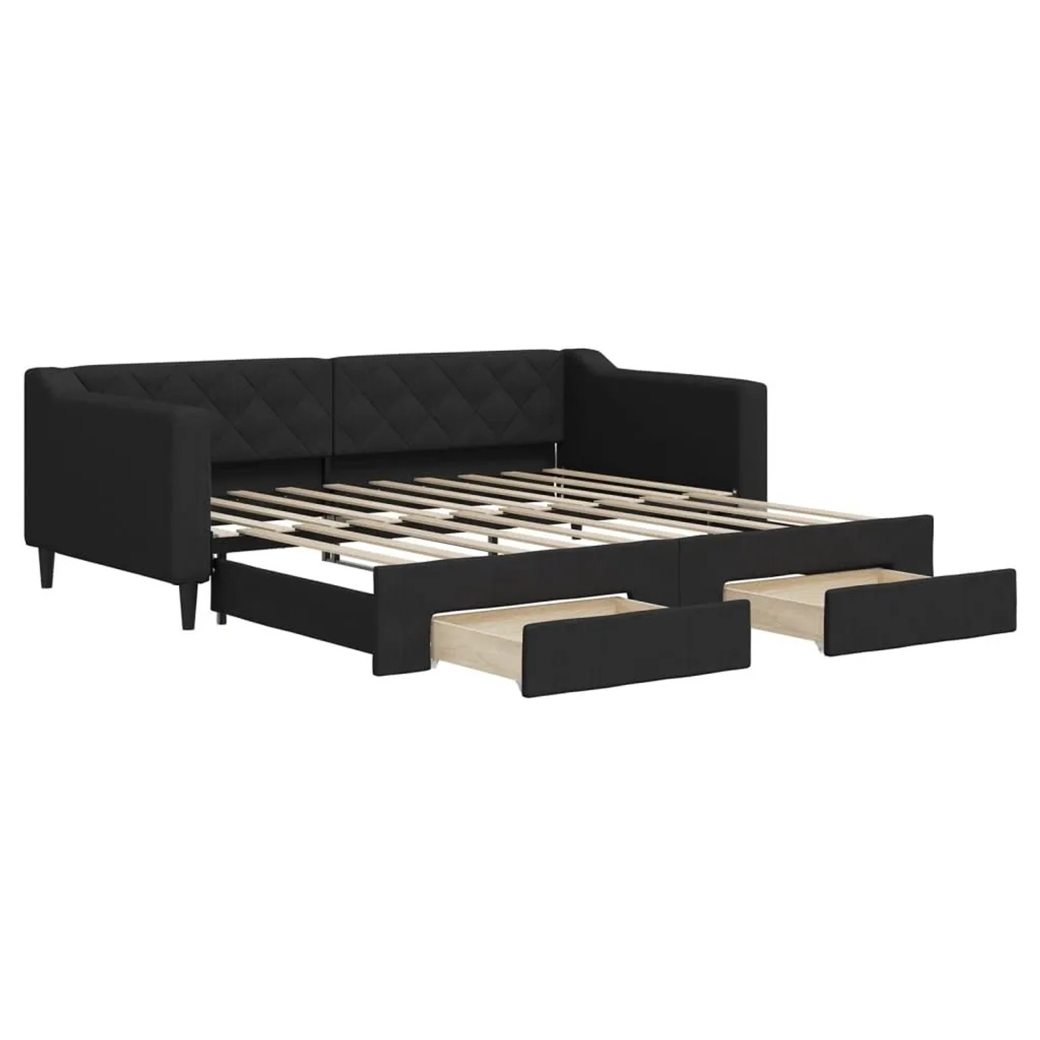 vidaXL Tagesbett Ausziehbar mit Schubladen Schwarz 90x190 cm Stoff 3197474 günstig online kaufen