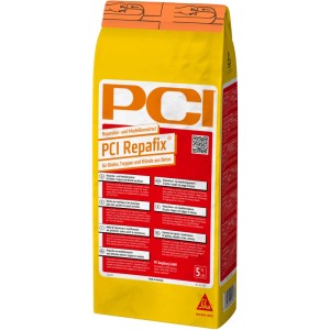 Gelber Sack PCI Repafix Reparaturmörtel, 5 kg, für Betonreparaturen im Innen- und Außenbereich.