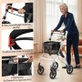 Costway Rollator Schmal: Wohnungsrollator mit Korb, Tablett und Taschen für Senioren.