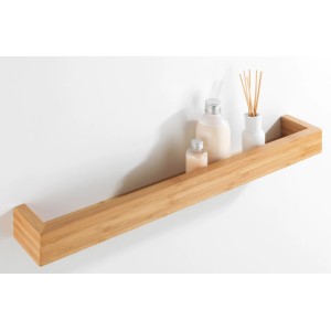 Wenko Wandablage Bambusa, 60 cm, aus Bambus mit Bad-Utensilien und Deko.