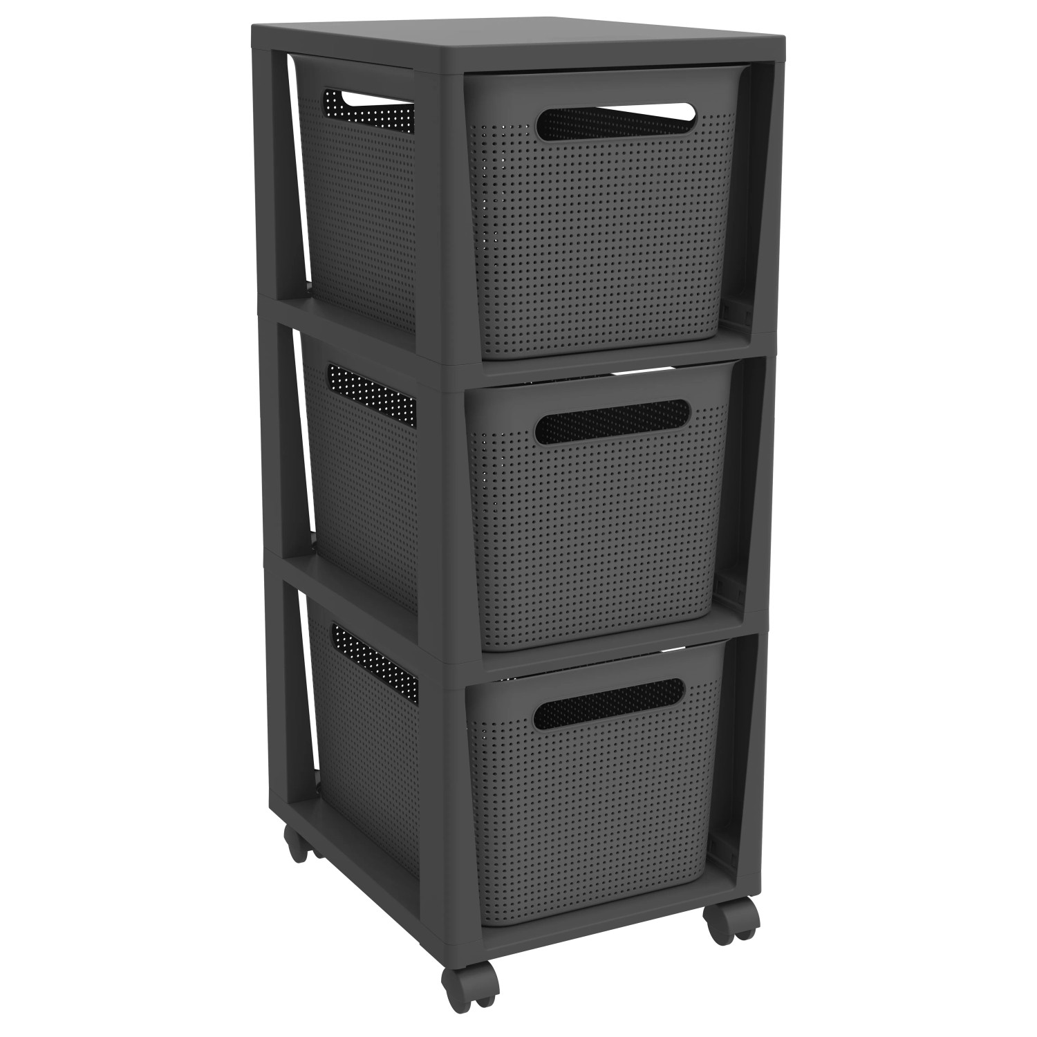 Rotho Tower mit Rollen Brisen 3 x 16, Anthrazit